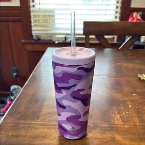 Purple Camo Tumbler with Straw